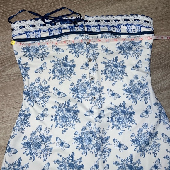 Commense blue & white strapless butterfly bouquet dress - Picture 7 of 8